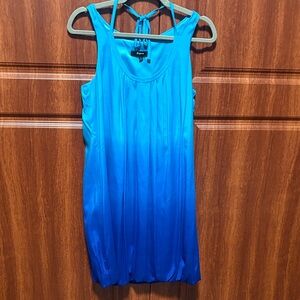 Express Blue Ombre Tank Dress with Tie Back Detail